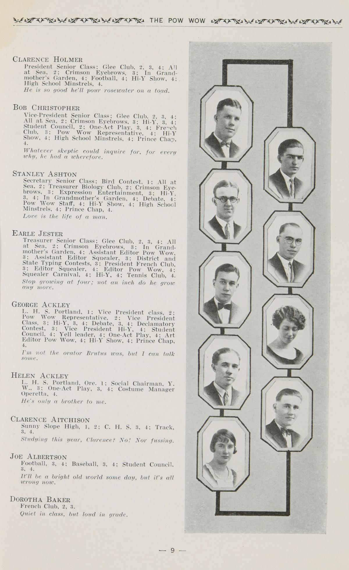 Joe Albertson Yearbook Quote 1925